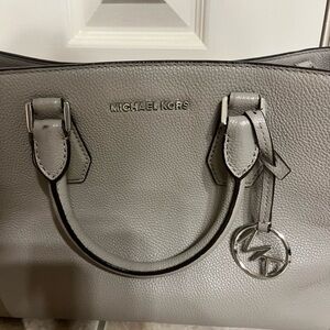 Michael Kors Gray Satchel Pebbled Leather MK Charm